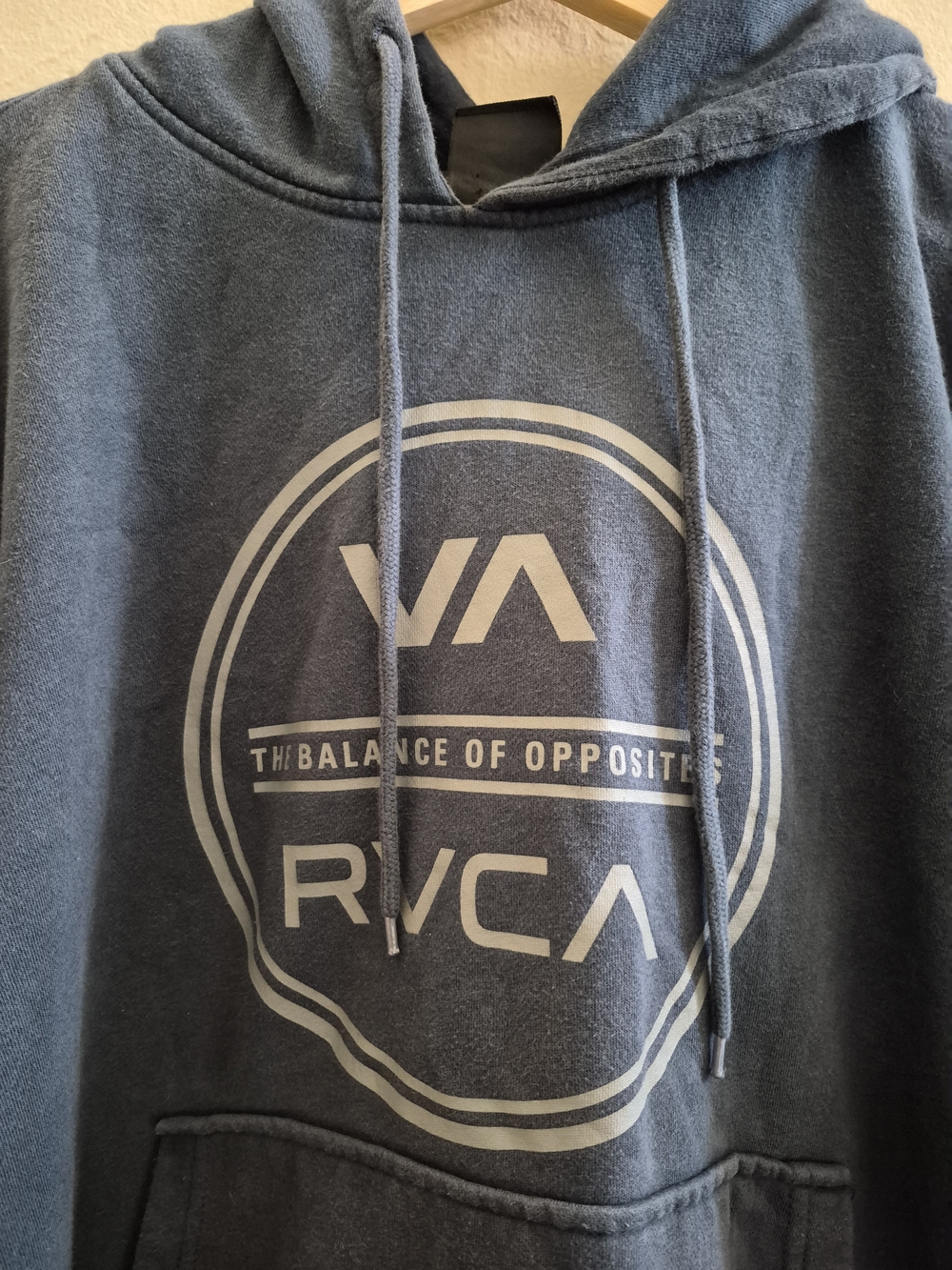 RVCA Blue-Gray Logo Pullover Hoodie